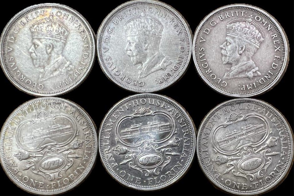 1927 Australia Silver Canberra Florin x 3