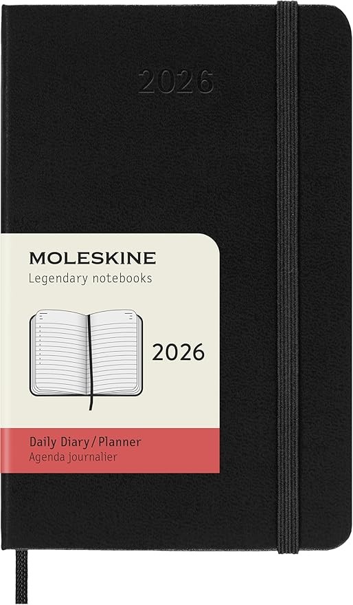 Moleskine - 2026-12 Month Daily Hard Cover Diary - Pocket - Black