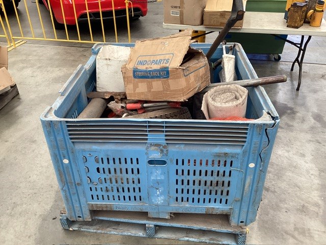 <p>Blue Nally Bin And Contents </p>