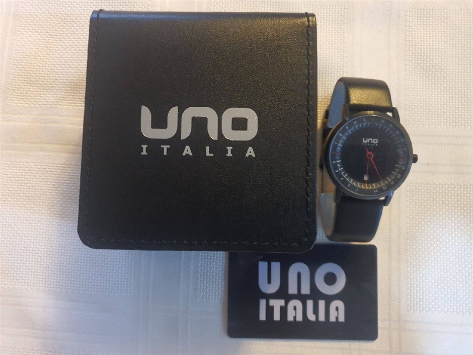 UNO Italia watch single hand 24 hour hour timepiece,Leather strap RRP $ 900