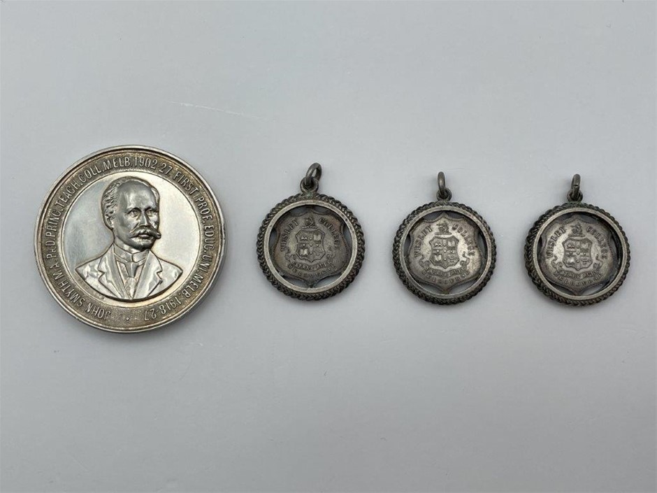 4 x AU Commemorative & College Silver Medals, c.1900-1922 Auction (3782 ...