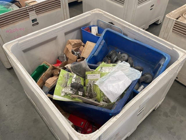 <p>Crate Containing Assorted Hardware and Fittings</p>