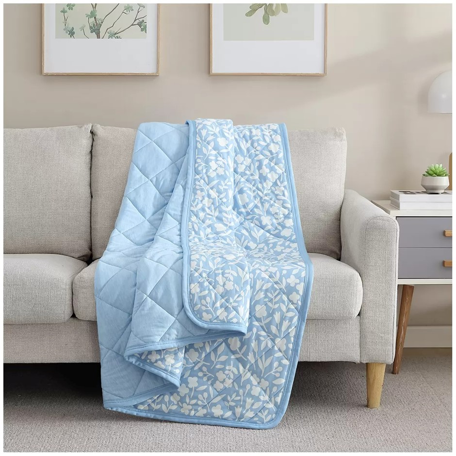 SUTTON PLACE Cooling Throw, Reversible, 60" x 70", Blue.