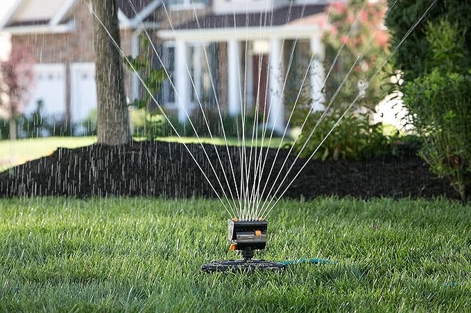 MELNOR MiniMax Turbo Oscillator Sprinkler, 4000 sq. ft., 4-Way Adjustable,