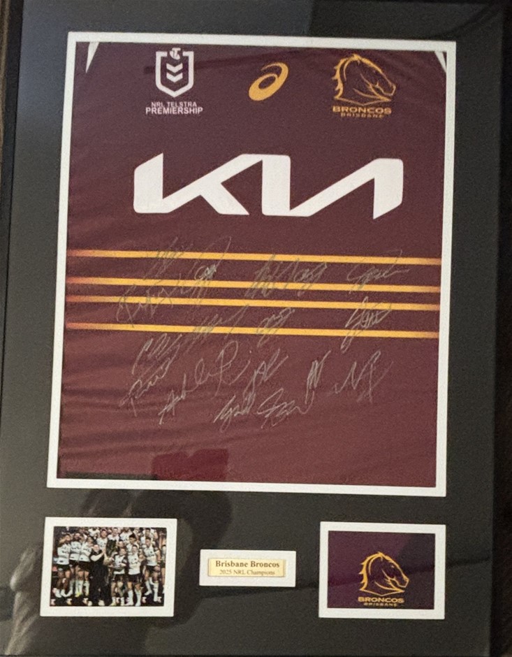 BRISBANE BRONCOS 2025 JERSEY SIGNED & FRAMED