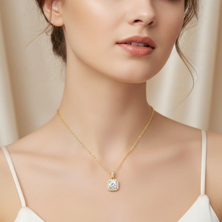 1.0ct GRA  Moissanite white Brilliant Cut 925 Sterling Silver  Pendant-VVS