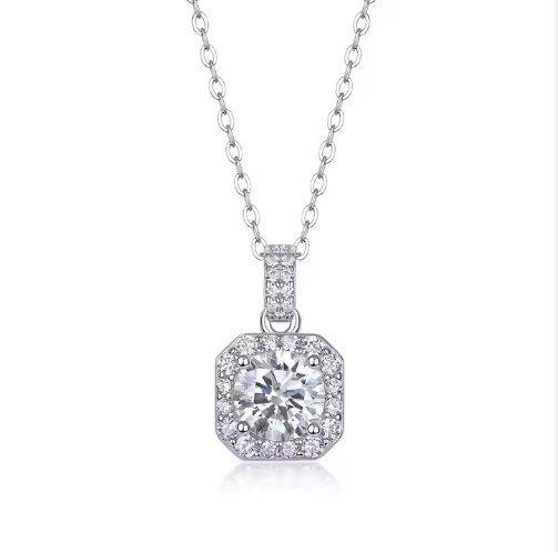 1.0ct GRA  Moissanite white Brilliant Cut 925 Sterling Silver  Pendant-VVS