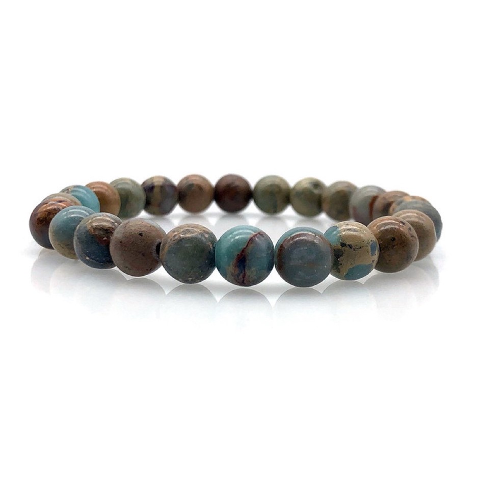8mm Aqua Terra Jasper Beaded Stretchy Bracelet
