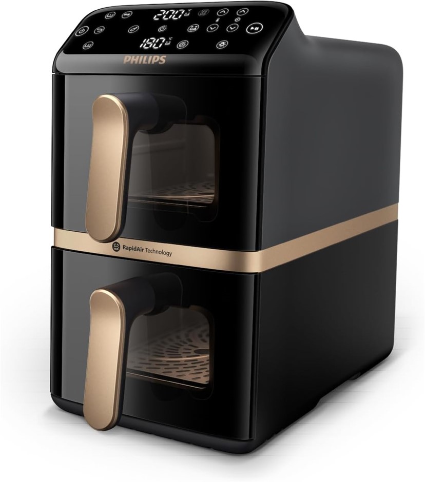 Philips 4000 Series Stacked Dual Basket Airfryer – 10L Capacity, 2x5L Baske