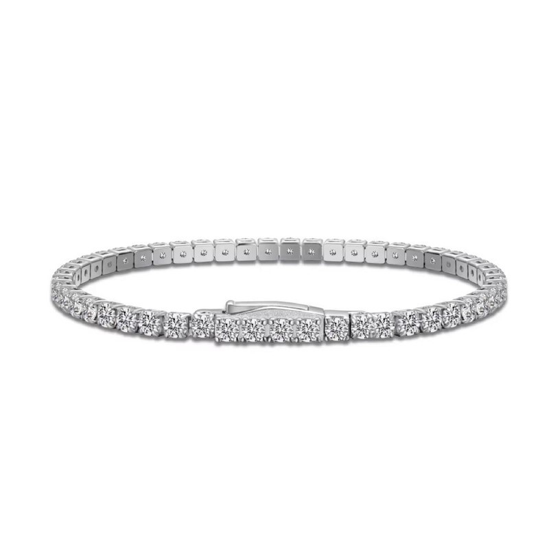 3mm Simulated Diamonds 925 Sterling Silver Tennis Bracelet-16cm