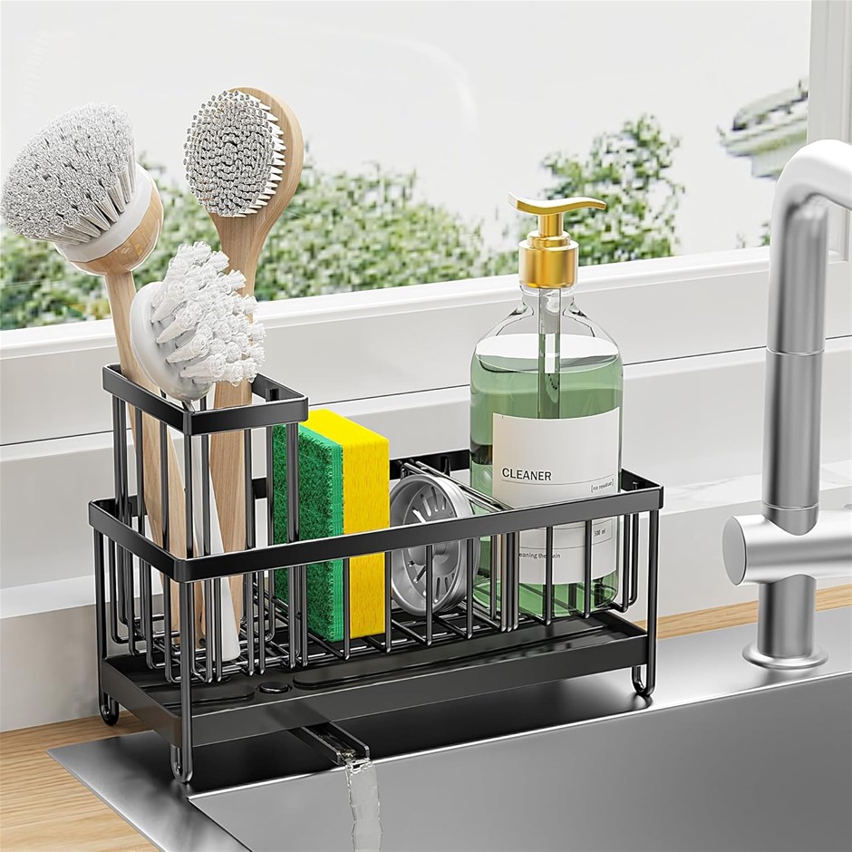 CISILY Sponge Holder for Kitchen Sink, High Brush Holder, Rustproof 304 Sta