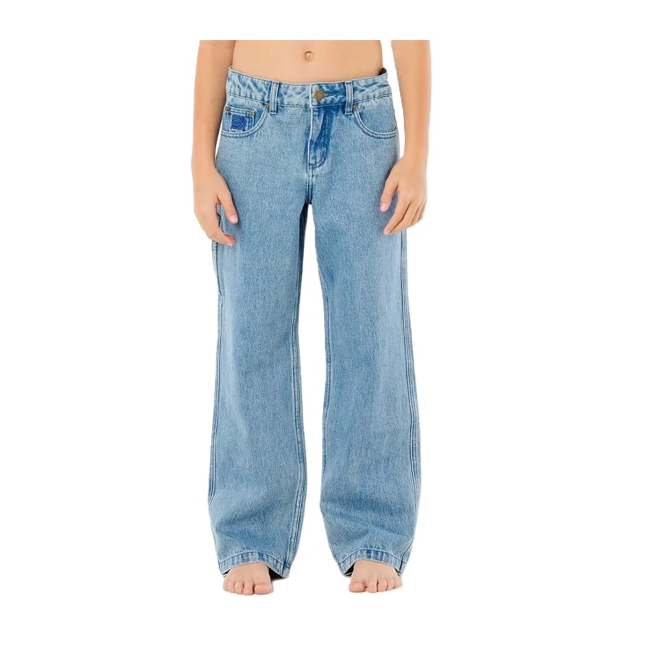 RIP CURL Boy's Hyped Denim Pants, Size 8, Washed Blue. RRP: $99.99.