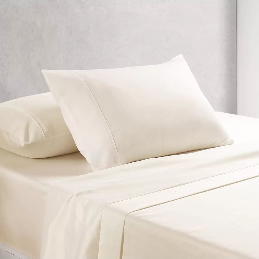 ONKAPARINGA 1500TC Cotton Rich Sheet Set, King, Cream. N.B: Minor stain.