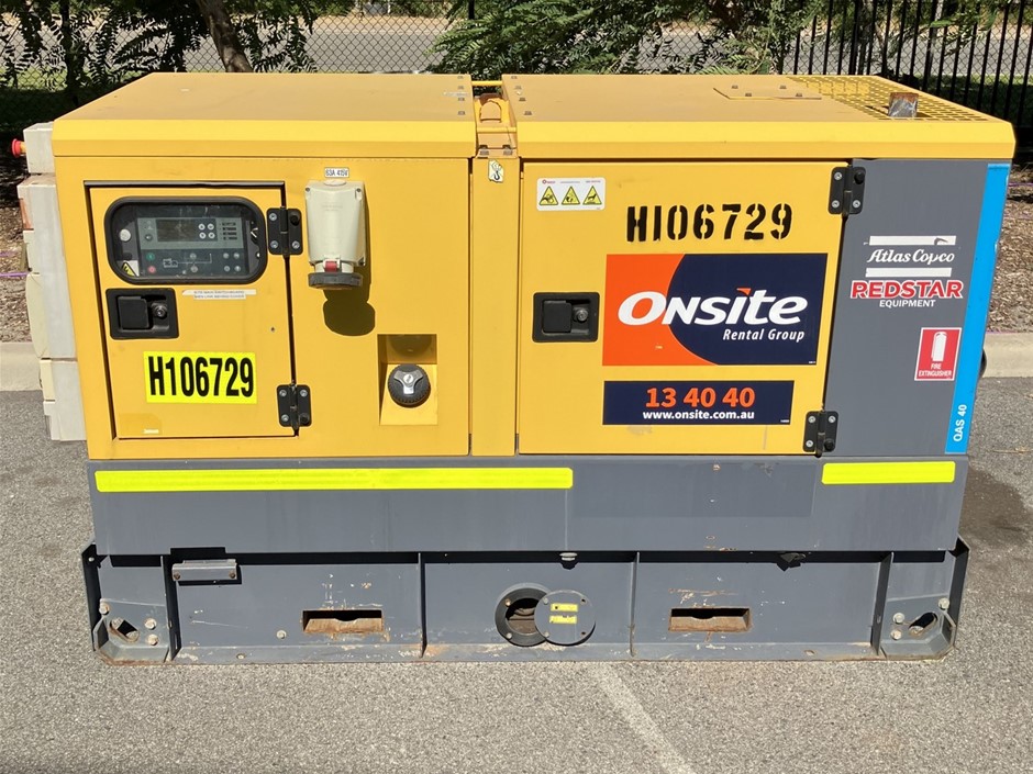 2018 Atlas Copco QAS40 Generator - Diesel - 40kva - Kwinana