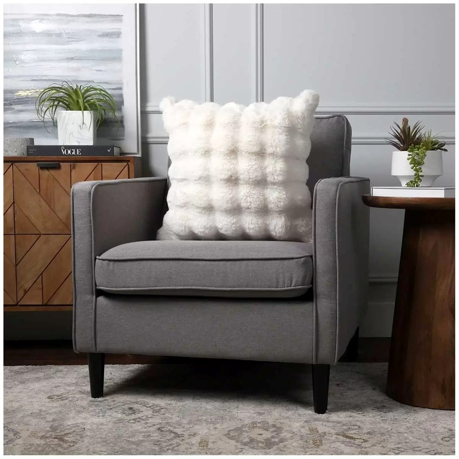 HOUSE & HOME Luxe Faux Fur Cushion, 55 x 55cm, Ivory.