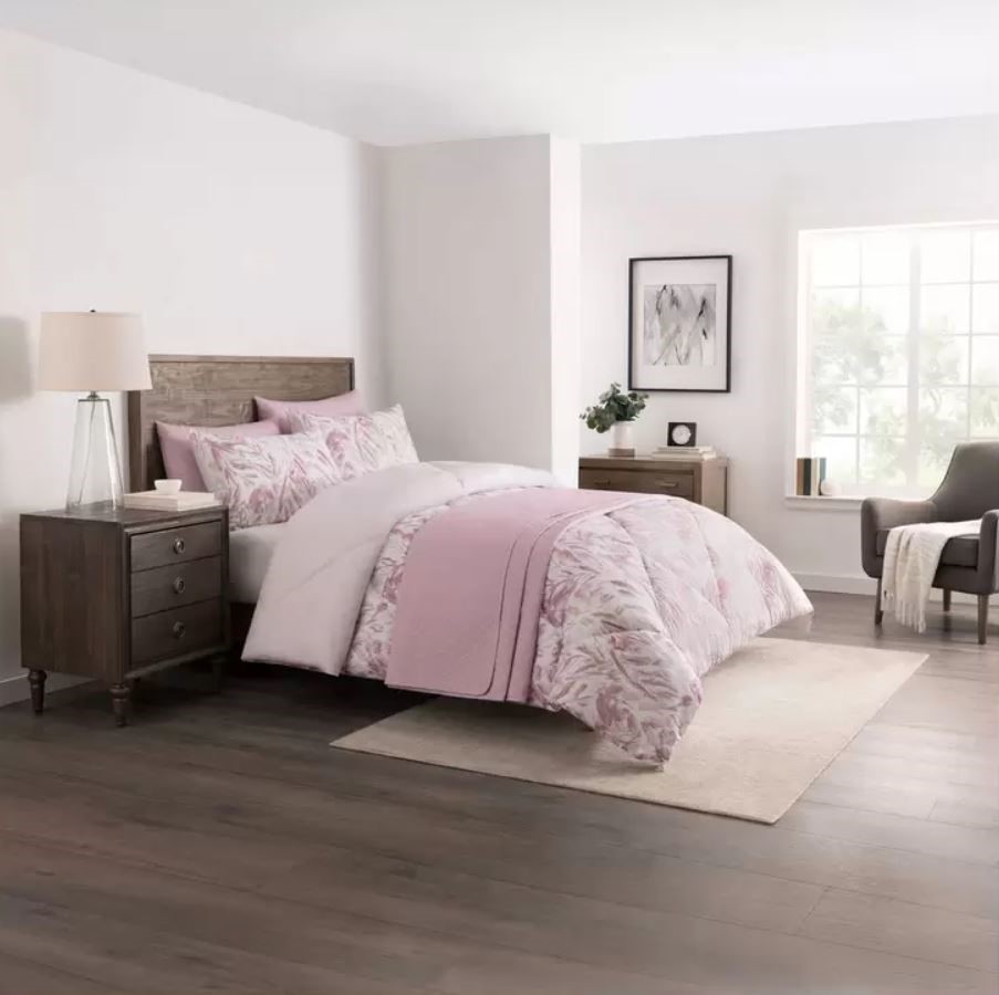 ADORN HOME 6pc Comforter & Coverlet Set, Queen, Fuller Warm Purple.