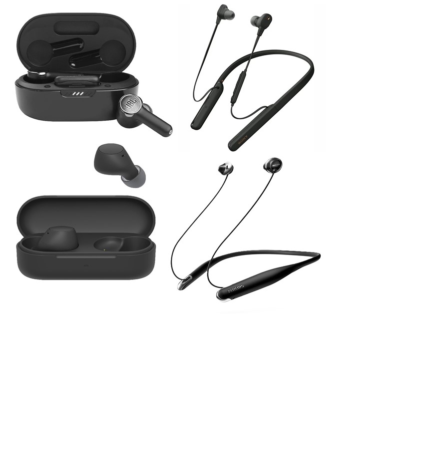 4 x Assorted Earphones. 1 x JBL Quantum TWS Noise Cancelling Earbuds. 1 x S