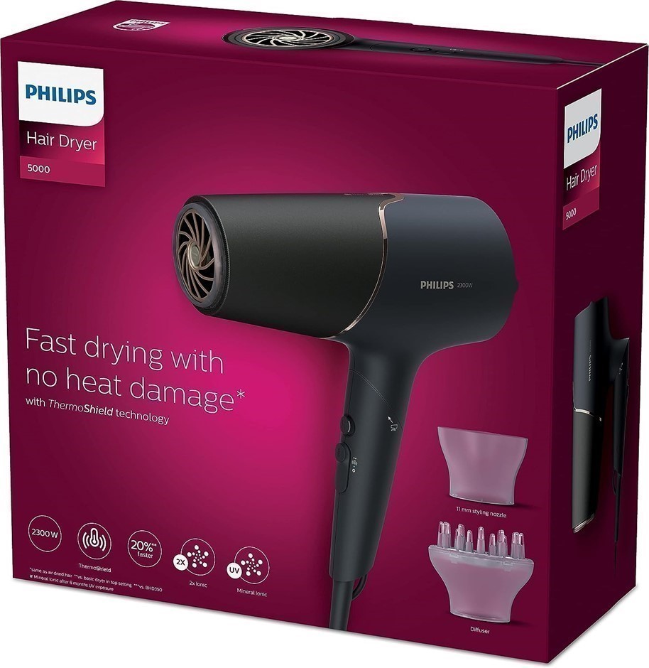 PHILIPS Hair Dryer 5000. Colour: Anthracite Satin And Rose Champagne.