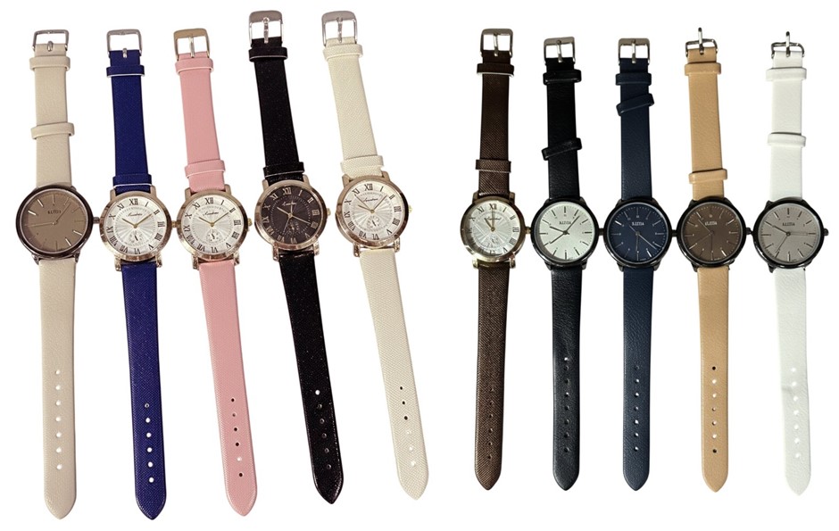 10 x Mens Womens Luxury Style Analog Watches Premium Faux Leather Bands Tim