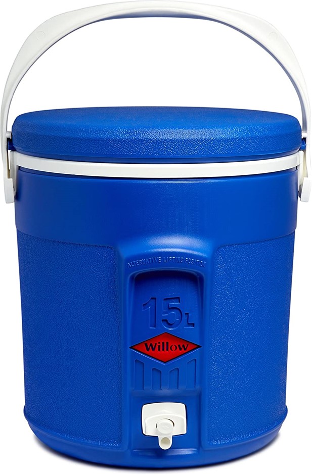 DECOR Round Cooler Jug with Tap, 15L Capacity, Blue (35.7 x 33.5cm) NB: min