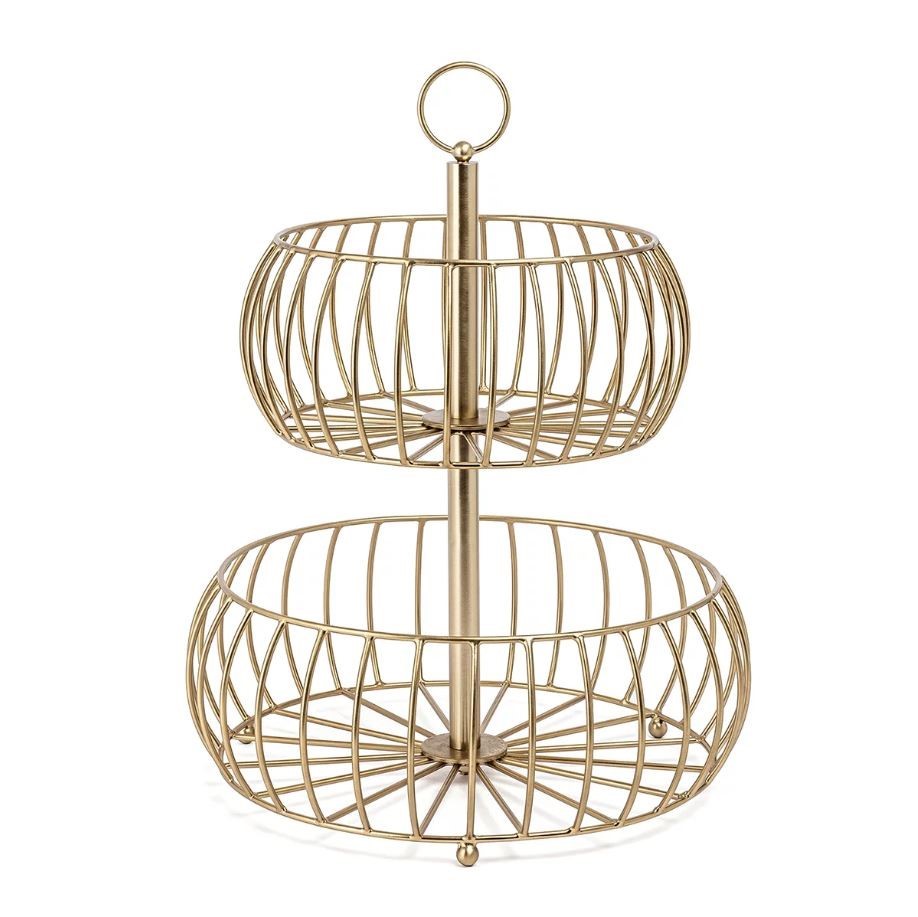 OVER AND BACK 2-Tier Golden Fruit Basket.