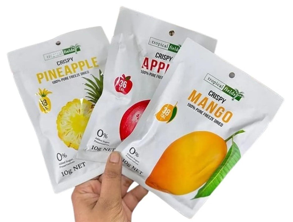 22 x Assorted TROPICAL FIELDS Crispy Pure Freeze Dried Fruit, 10g.