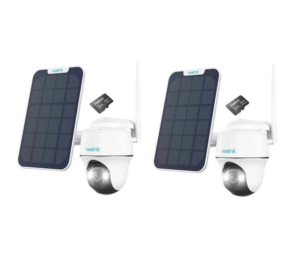 2 x REOLINK Argus 5MP Pan & Tilt Security Camera, Series B360 With Solar Pa