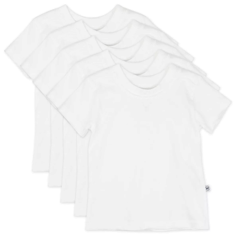 5-Pack HONESTBABY Tees, Size 2T, 100% Organic Cotton, Bright White.