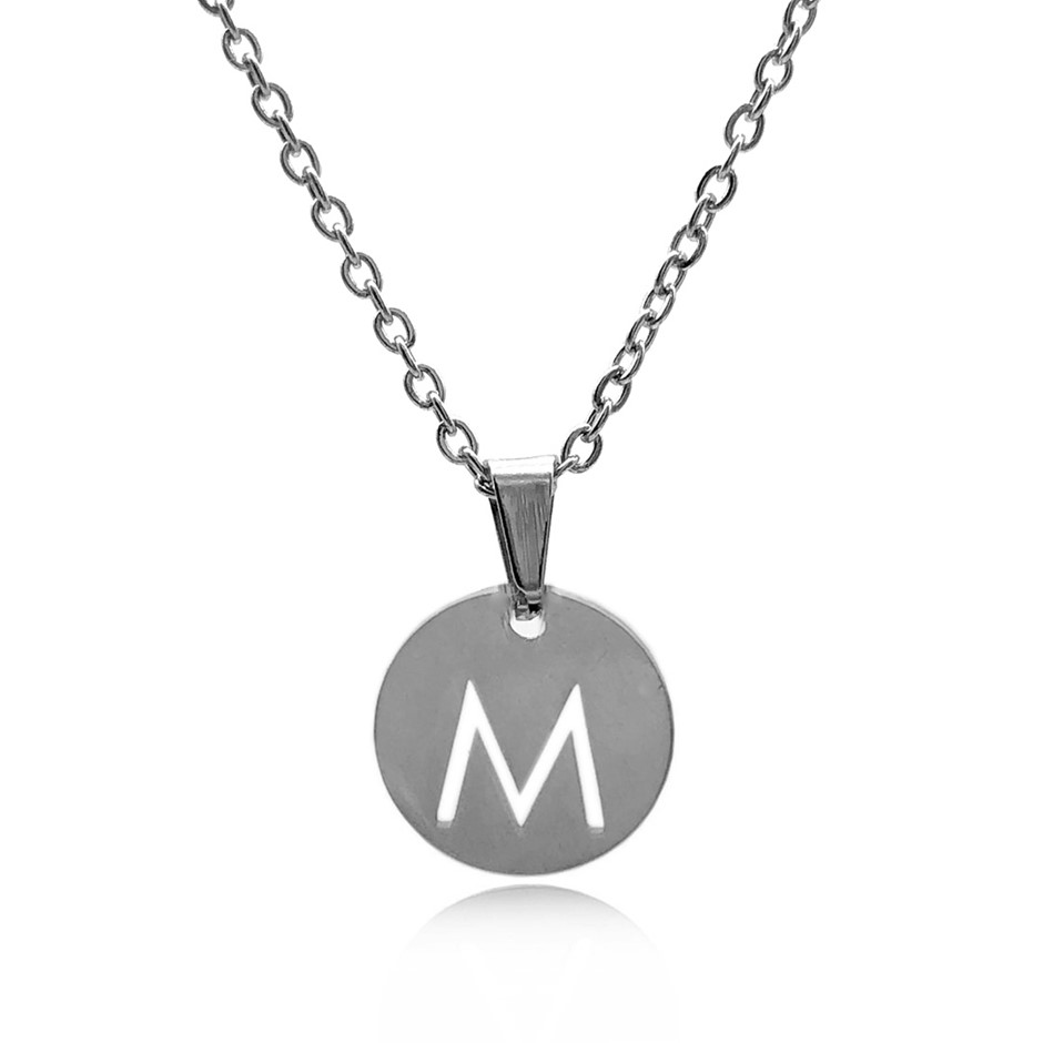 Initial Charm Letter  'M' Pendant Necklace