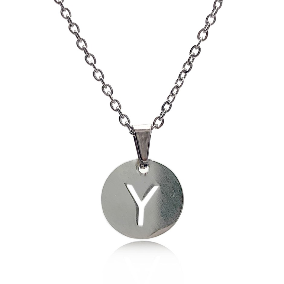Initial Charm Letter  'Y' Pendant Necklace