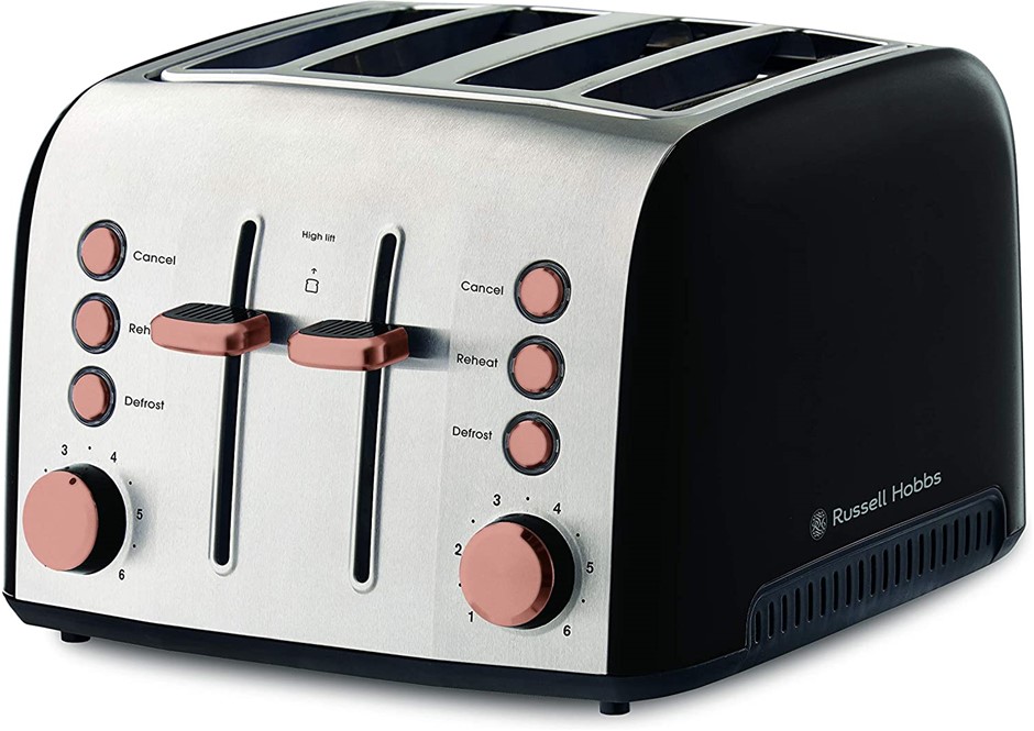 RUSSELL HOBBS Brooklyn Toaster 4 Slice, Extra Wide Toasting Slots, High-Lif