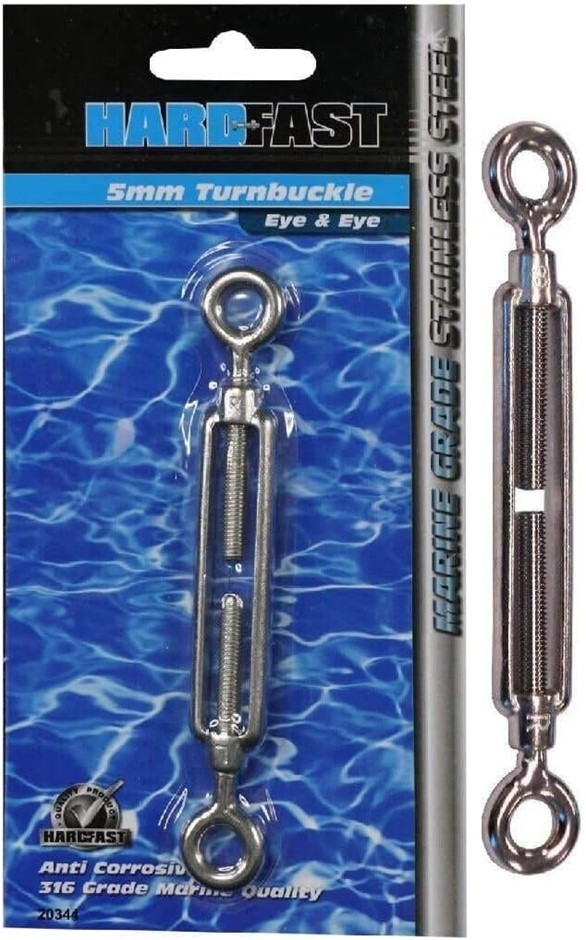 HARDFAST Medalist Eye & Eye Stainless Steel Turnbuckle, 6mm Length, Anti Co