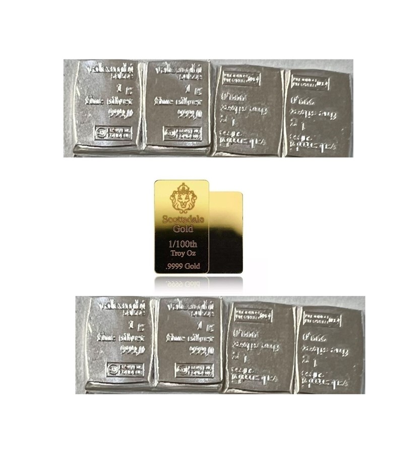 1/100 Scottdale x 1, 1g Valcumbi silver bars x 8