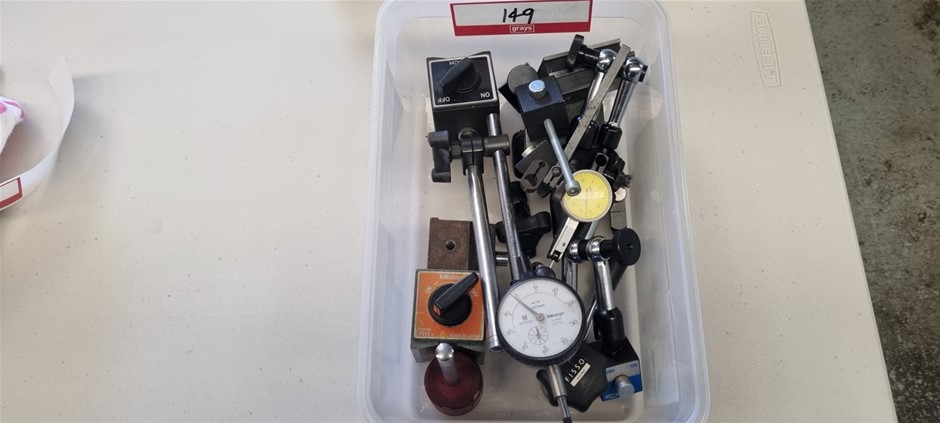 Magnetic bases and dial indicators