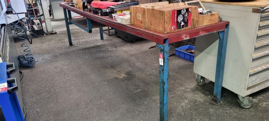 Steel framed machining centre workbench