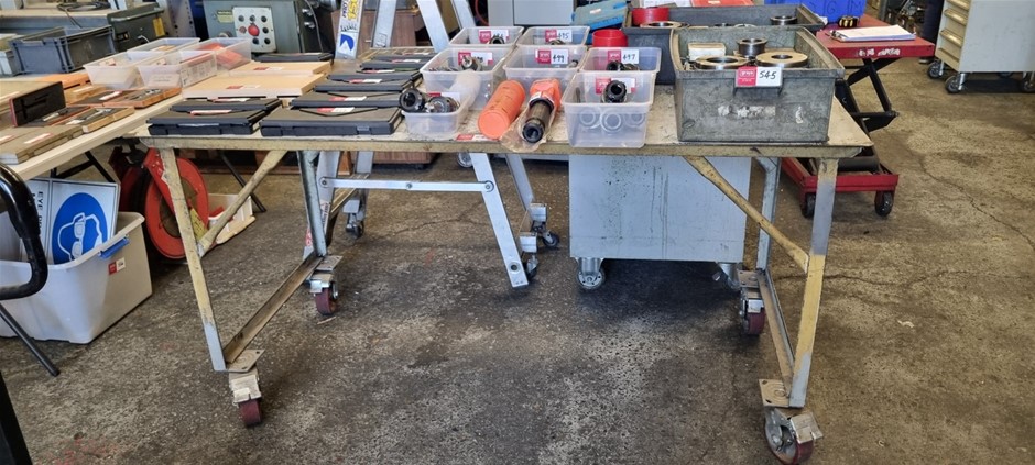 Steel workbench on wheels