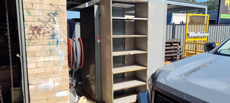 4 off storage steel shelved cabinets