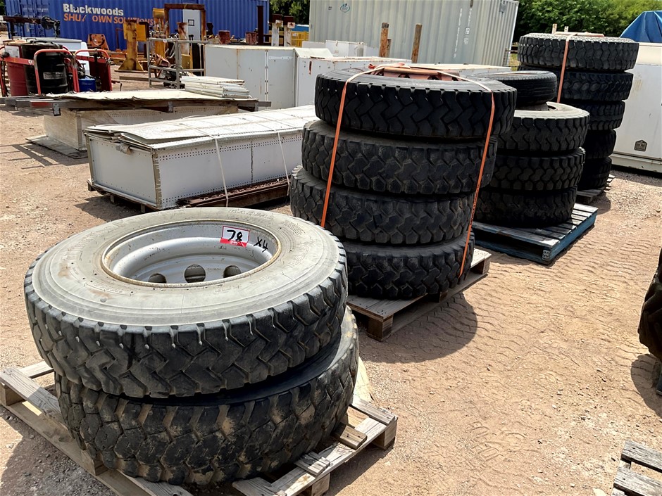 Pallets of 11R 22.5 Rims and Tyres x 4