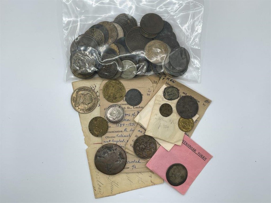 Approx. 100 x Asstd World Coins, Tokens, Jetons & Medals c.1200-1900s
