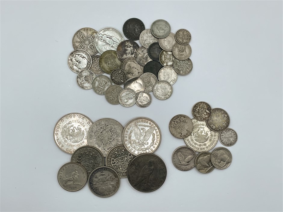 Approx. 44 x Asstd World Coins Pre/post 1900s, Mostly Silver