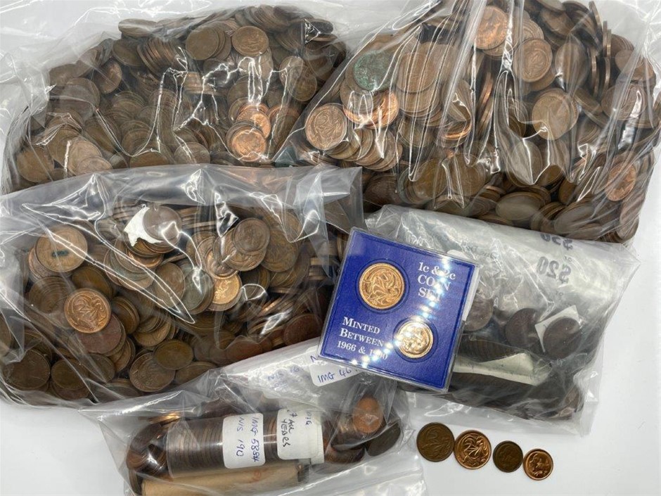 Approx. 3000 x Asstd QEII 1c & 2c coins c. 1966-90s