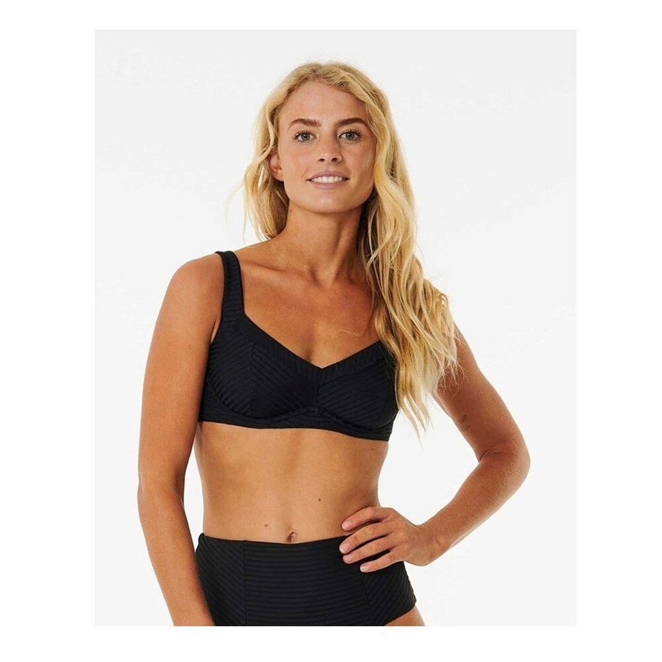 RIP CURL Women's Premium Surf E Cup Bikini Top, Size S, Black. RRP: $89.99.