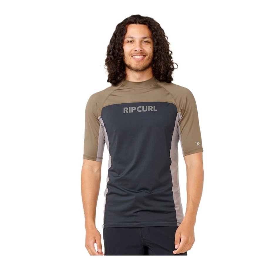RIP CURL Men's Drive UPF Short Sleeves Rash Vest, Size S, Rock. RRP: $59.99