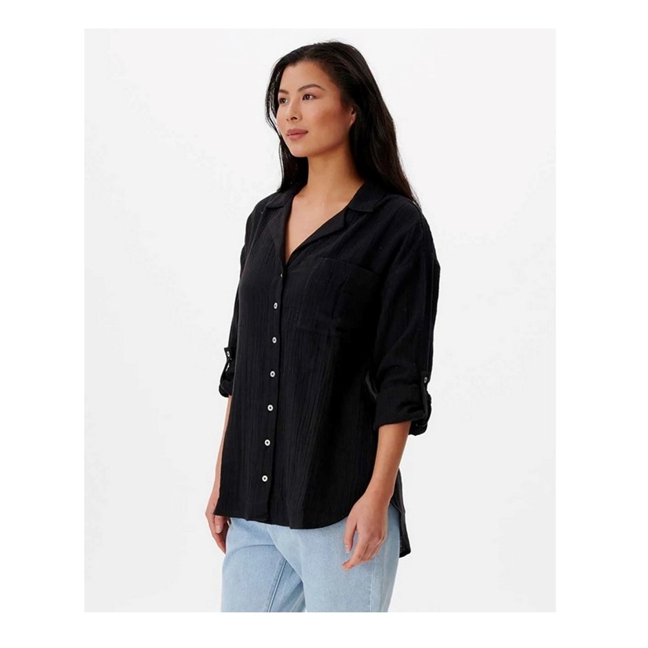 RIP CURL Women's Premium Surf Long Sleeve Button Up Shirt, Size S, Black. R