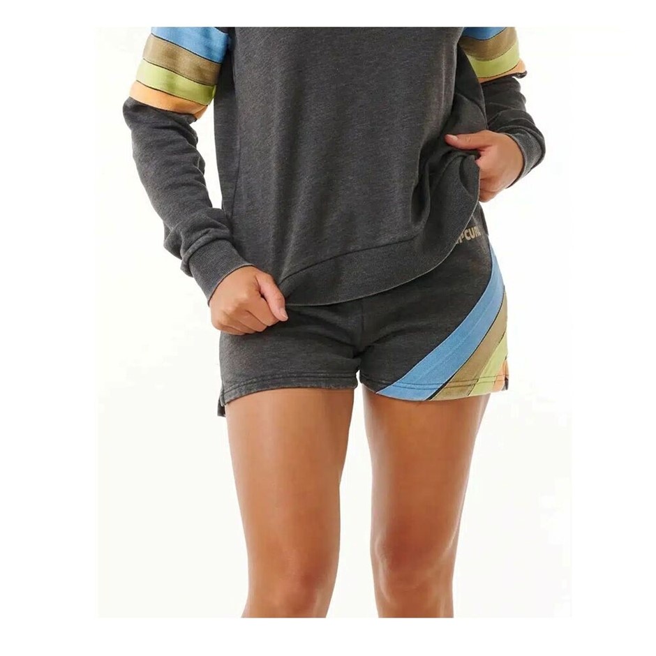 RIP CURL Women’s Surf Revival Fleece Shorts - Washed Black, Size XS. RRP: $