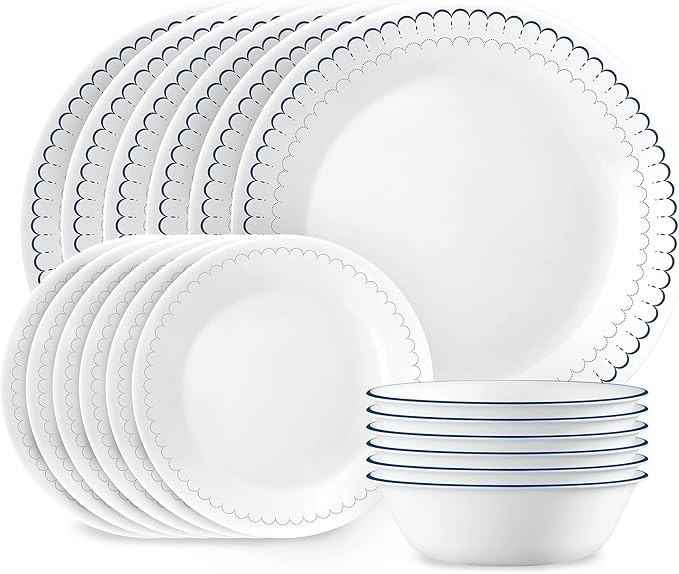 CORELLE Vitrelle Dinnerware Set Caspin Lace, 18-Piece.