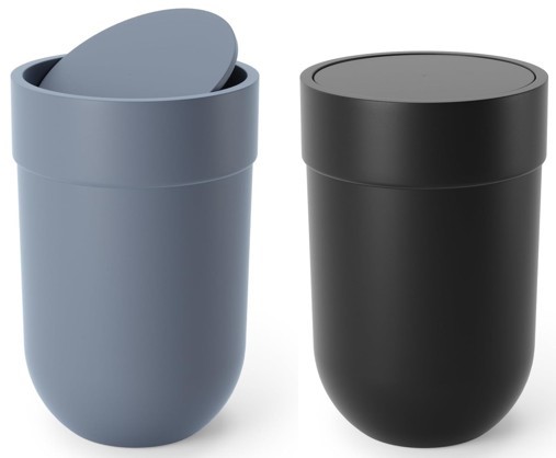2 x UMBRA Touch Waste Can with Lid Including Slate Blue & Black.