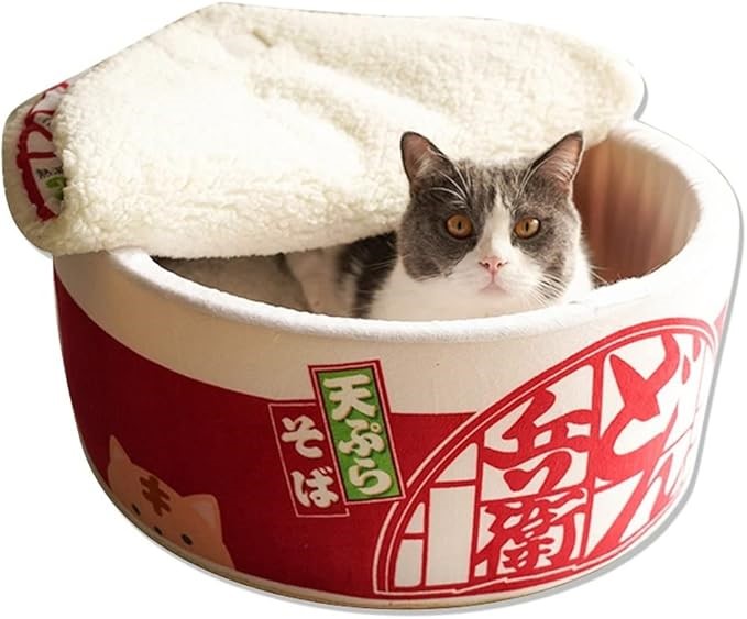 SSDHUA Cat Nest Instant Noodle Shape Cat House Cat Sofa Bed, Large, Red.
