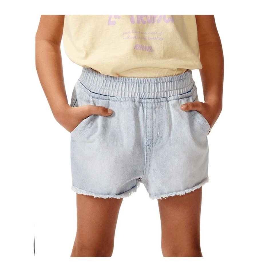 RIP CURL Girl's Tara Shorts, Size 3-4, Blue Ice. RRP: $49.99.  Buyers Note