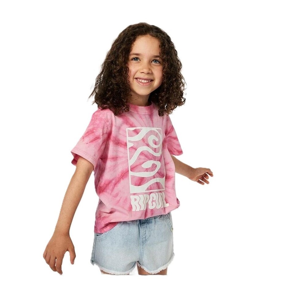 RIP CURL Girl's Sunkissed Tie Dye Tee, Size 3-4, Hot Pink. RRP:$35.99.  Buy